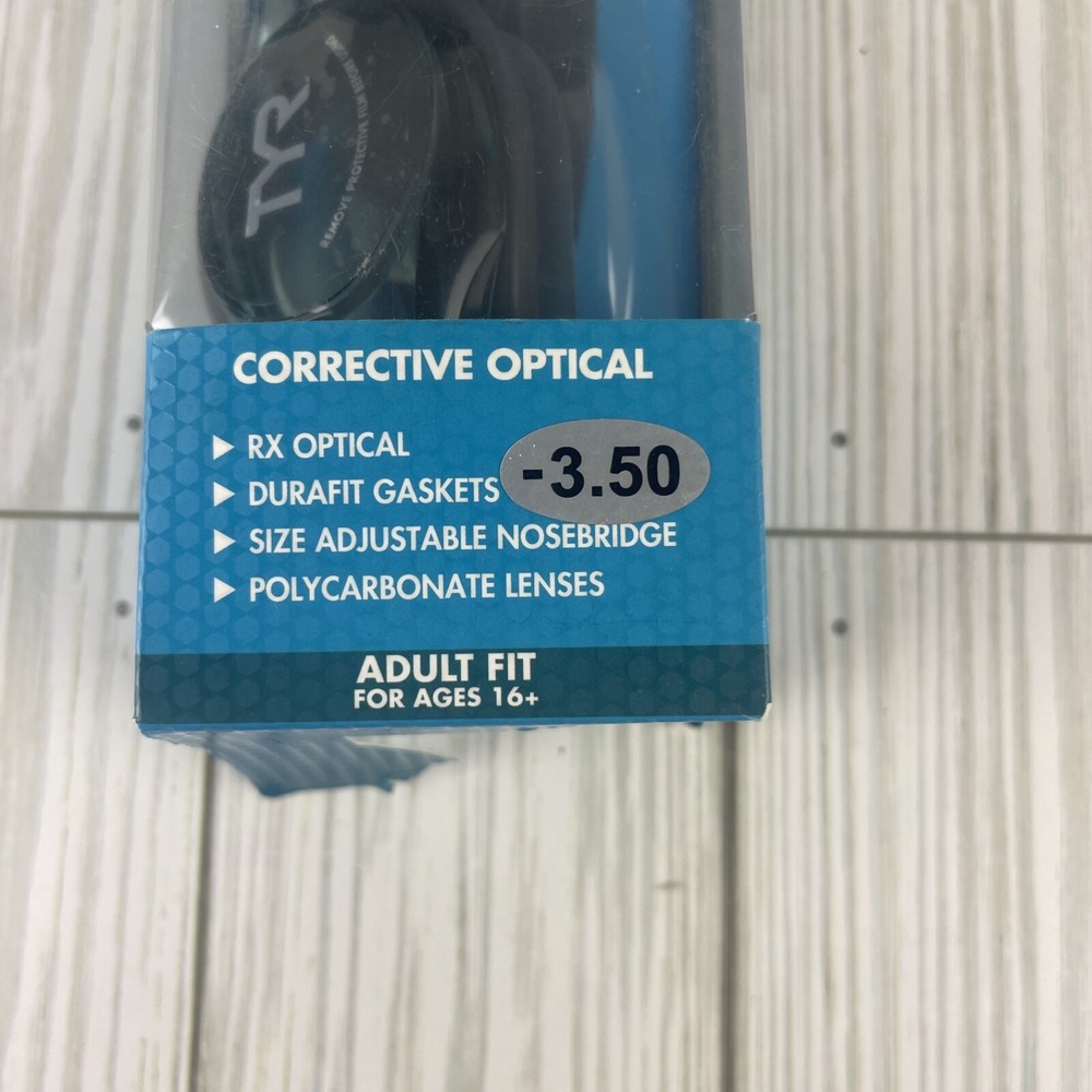 TYR Corrective Optical Swim‎ Goggles -3.50 Clear Lens Durafit Adjustable SMOKE - Picture 3 of 6